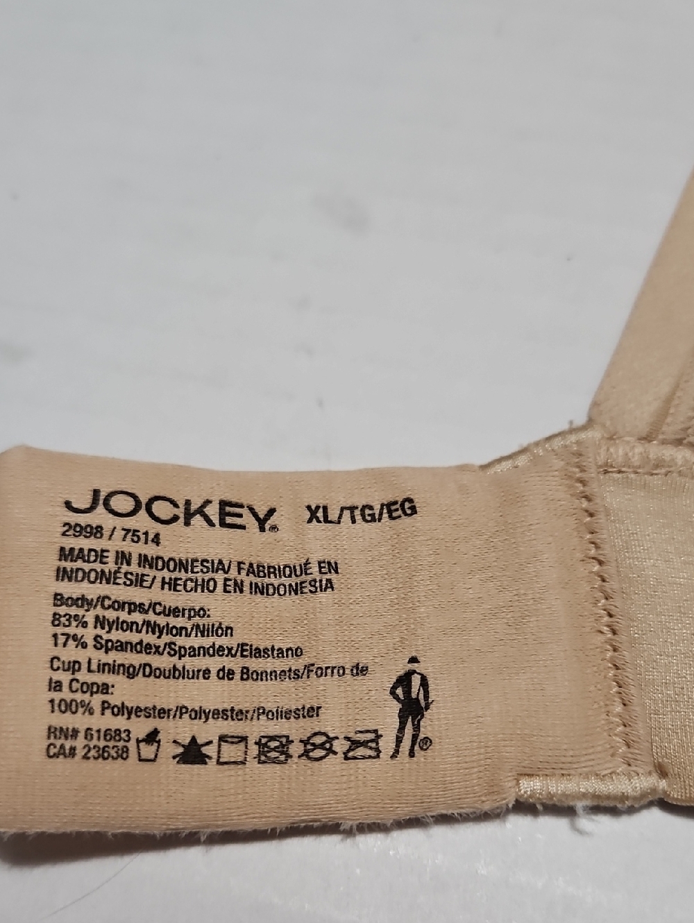 Jockey Nude Beige Full-Coverage Seamless Padded Wireless Bra Size XL - Picture 4 of 8